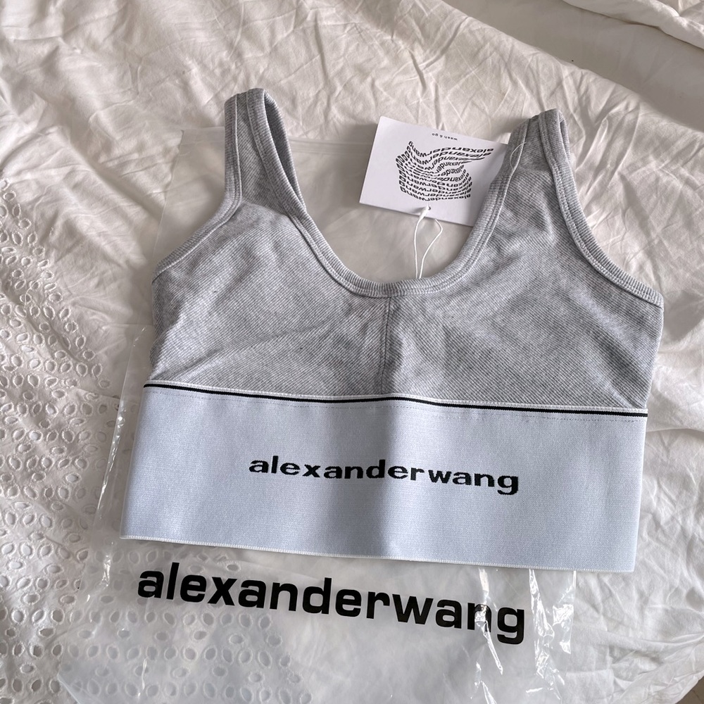 Alexander Wang grey logo elastic bra